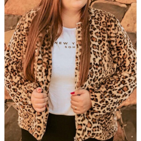 *PLUS SIZE teddy leopard print coat - Picture 3 of 6